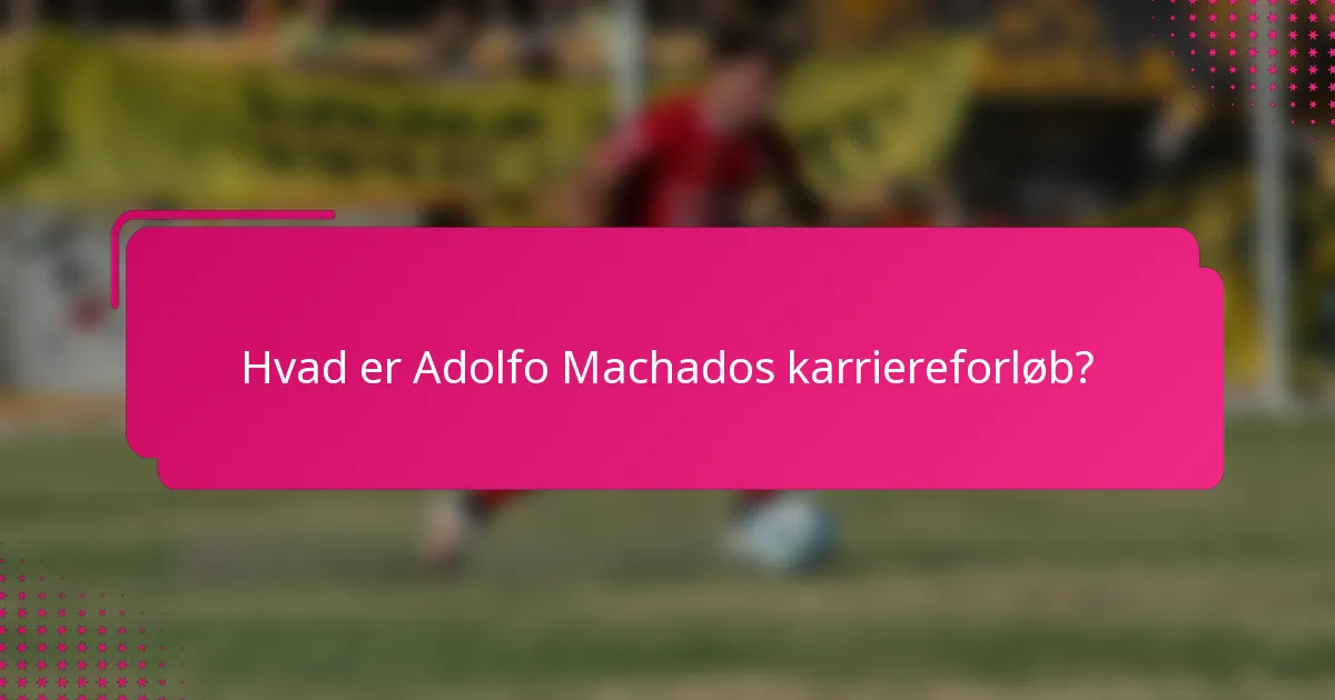 Hvad er Adolfo Machados karriereforløb?