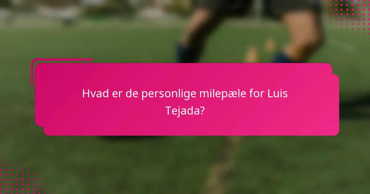 Hvad er de personlige milepæle for Luis Tejada?