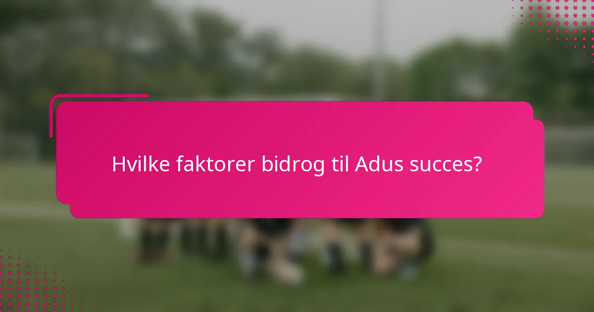 Hvilke faktorer bidrog til Adus succes?