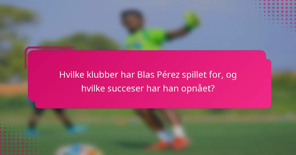 Hvilke klubber har Blas Pérez spillet for, og hvilke succeser har han opnået?