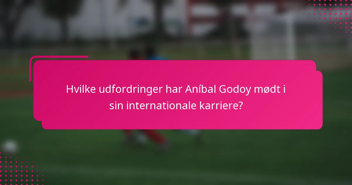 Hvilke udfordringer har Aníbal Godoy mødt i sin internationale karriere?