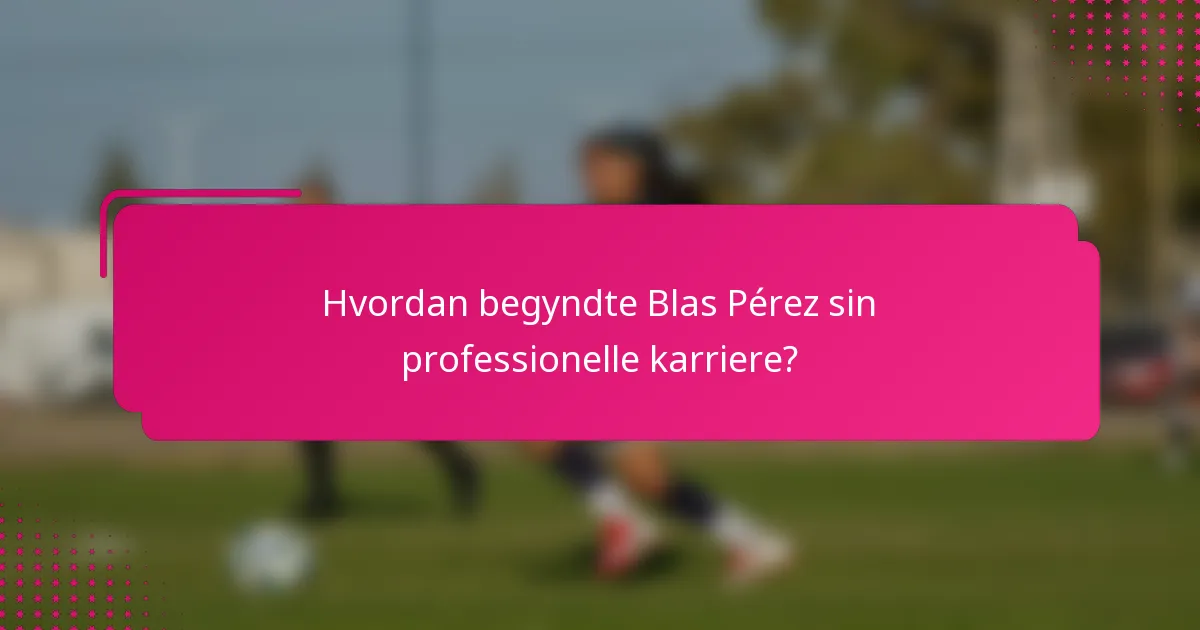 Hvordan begyndte Blas Pérez sin professionelle karriere?